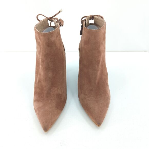 Stuart Weitzman Women 10 Gardiner Booties Boots Brown Suede Tie Pointed NEW FLAW - Picture 3 of 13